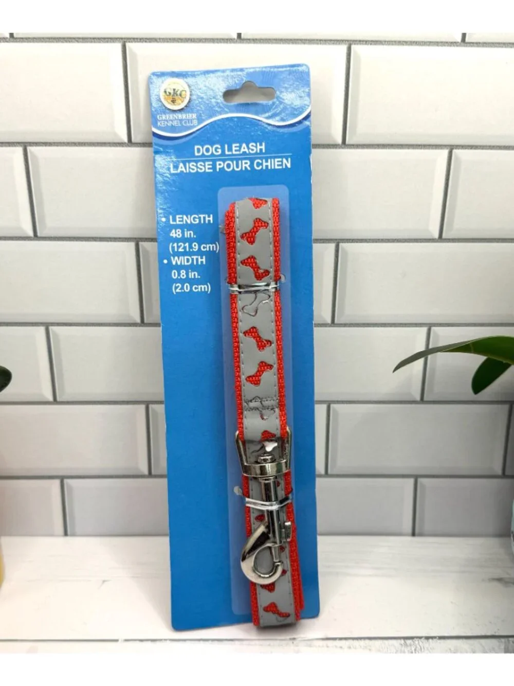 Greenbrier Kennel Club Dog Leash Red With Bone Pattern